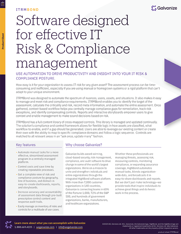 Software designed for effective IT Risk & Compliance management